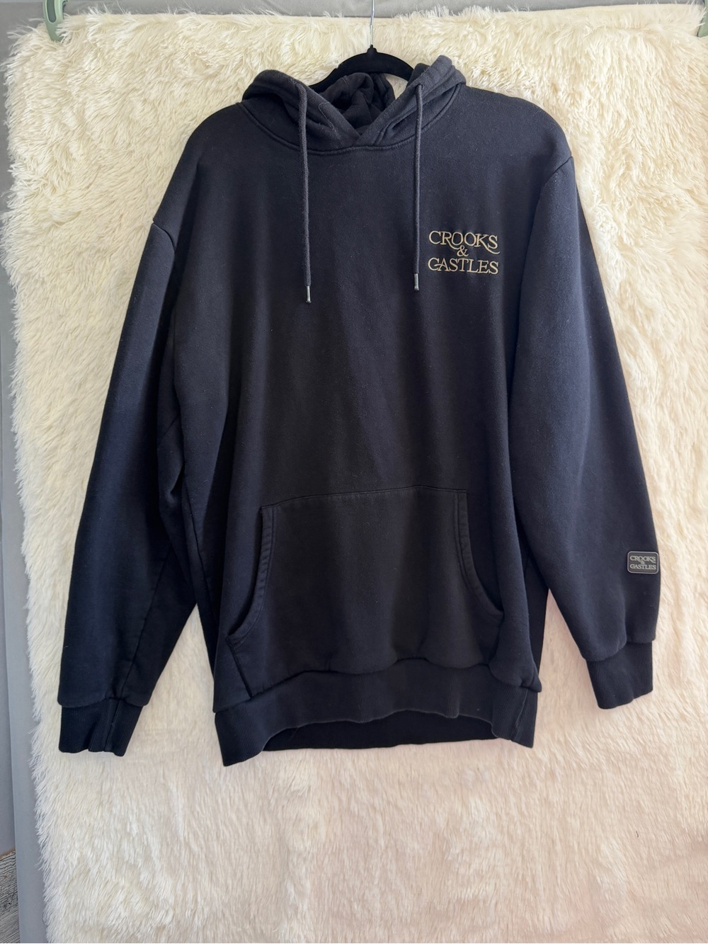 Crooks & Castles Black Pullover Hoodie with Gold Logo